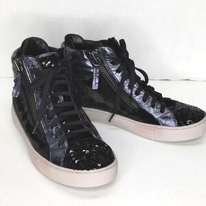 Crime London high top sneakers 38 sequins velvet metallic leather